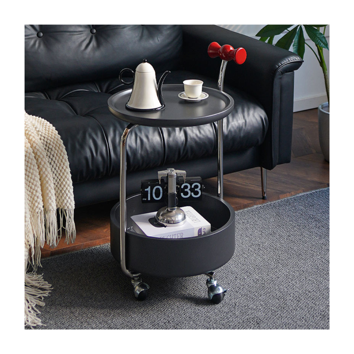 Rolling Two-Tier Bar Cart Nightstand